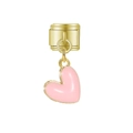 Pendentif modulaire doré de style italien avec cœur rose poli pour bijoux personnalisés - Cœur Glaçé Rose Doré (MK-MDF712)