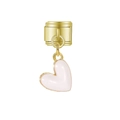 Maillon de charme style italien en or avec pendentif cœur émaillé rose clair - Breloque Cœur Rose Clair Doré (MK-MDF713)