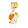 Abalorio modular dorado con un lindo perro manchado para pulseras personalizables - Perrito (MK024)