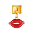 Abalorio modular de estilo italiano en oro con colgante de labios rojos - Labios Rojos (MK-DGB1255)