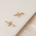 Macro detail of gold-plated cross pendants with cubic zirconia and filigree backings - Cross Style (4#)