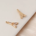 Macro detail of Eiffel Tower pendants with gold plating and zircon stone inlays - Eiffel Tower Style (3#)