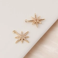 Close-up of gold-plated octagonal star pendant with cubic zirconia micro-pave detailing - Octagram Style(1#)