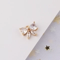 Detalle de colgante de lazo bañado en oro con circonitas para la creación de joyas DIY - 6# Estilo de Lazo Blanco