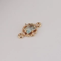 Detail of gold plated rectangular blue zircon connector with double loops for DIY jewelry - Light Blue (2#)