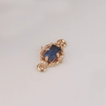 Vintage gold plated connector with rectangular blue zircon and floral filigree for jewelry - Dark Blue (8#)