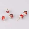 Macro view of cylindrical ceramic beads with floral patterns for DIY ethnic jewelry - Red Black Ethnic Floral Style (13#)