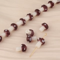 Handmade red mushroom glass beads with white dots for DIY jewelry making and crafts - Dark Coffee