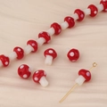Red and white mushroom glass beads for DIY jewelry making and handmade accessory - Red