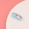 Miniature resin sushi on light blue tray for DIY phone case crafts and dollhouse decor - Salmon Sushi Style (C0035)