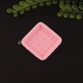 Detailed macro view of pink square resin pendant with woven texture for DIY jewelry - Pink Square