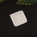 Detailed close-up of a white square resin woven texture pendant for DIY jewelry making - Square White