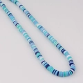 Macro shot of 6mm mixed blue and white polymer clay heishi beads for DIY jewelry making - 13# Blue Green Purple
