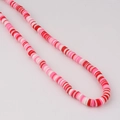 Macro detail of red pink and white polymer clay heishi beads for DIY jewelry making - 15# Red Pink White