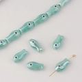 Vintage light cyan fish ceramic beads for handmade jewelry DIY bracelets and necklaces - Light Cyan