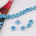Detail of light blue ceramic star bead with a smile face for DIY jewelry making - Star Smiley Face (4#) / Light Blue