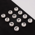 Twelve white round zodiac ceramic beads for DIY jewelry and handmade bracelets - 12 Constellations Set