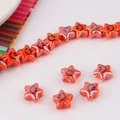 Orange star-shaped ceramic beads with smiling face for DIY jewelry making crafts - Star Smiley Face (2#) / Orange