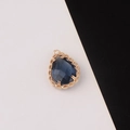 Detailed view of faceted dark blue teardrop crystal pendant with gold lace metal setting - Dark Blue (4#)