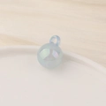 Close-up of a blue iridescent spherical charm bead with integrated ring for DIY jewelry - Large / Light Blue