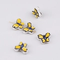 Detailed view of hand-painted yellow ceramic butterfly beads for DIY jewelry making - 4#
