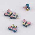 Detailed macro view of colorful butterfly ceramic beads for DIY jewelry making - 10#