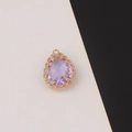 Colgante de gota facetado púrpura con borde dorado de encaje para joyería DIY - Violeta (11#)