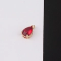 Detailed view of deep red teardrop crystal pendant in gold plated setting for DIY jewelry - 5#