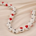 DIY ceramic beads for bracelets featuring I Love You letters and red heart motifs - Style 4
