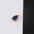 Detail of tear-drop shaped dark blue crystal pendant with gold-plated beaded edge frame - 4#