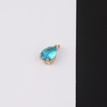 Macro view of blue teardrop crystal pendant in gold plated setting for DIY jewelry - 2#