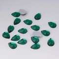 Flat back dark green teardrop acrylic gems for DIY hair accessories and clothing decor - 7x10mm / Green
