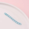 Detail of sky blue matte painted metal extension chain for DIY jewelry making and crafts - Sky Blue (14#)