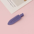 Close-up of matte purple metal hair clip with embossed detail on soft pink background - Purple (7#)