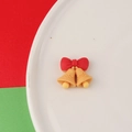 Christmas DIY resin accessory featuring yellow bells with a red bow on a ceramic plate - Bell Style (C0083-6)