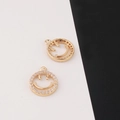 Detail of gold-plated smiley face charms with sparkling cubic zirconia for jewelry making - Round Smiley Face Style