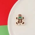 Christmas gingerbread man resin charm with brown body and white icing details - Gingerbread Man Style (C0083-8)