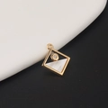 Detailed close-up of a geometric rhombus pendant with gold plating and zircon inlay - Geometric Rhombus Style (3#)