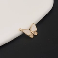 Macro shot of gold-plated butterfly pendant with white shell and zircon for DIY jewelry - Butterfly Style (2#)