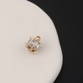 Detailed side view of square-cut clear zircon pendant with gold-plated prong setting - Clear (1#)