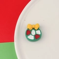 Green resin Christmas wreath charm with yellow bow for DIY crafts and handmade accessories - Christmas Wreath Style (C0083-10)