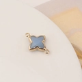 Close-up of gold-plated clover pendant with light blue stone for DIY jewelry making - Sky Blue Style (4#)