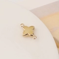 Detail showing a gold-plated four-leaf clover pendant with faceted yellow resin stone - Pale Yellow Style (3#)