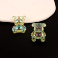 Iridescent aurora teddy bear resin charms in yellow and green for DIY jewelry making - Style 1 (Aurora White)