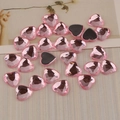 Pink heart-shaped acrylic rhinestones with flat backs and faceted surfaces for DIY crafts - Pink