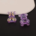 Detailed view of translucent purple bears with iridescent aurora finish for DIY crafts - Style 5 (Peach Pink)