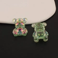 Detail showing two translucent iridescent bear charms with shiny metallic pearlescent finish - Style 6 (Lemon Yellow)