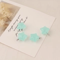 Close-up of mint green acrylic 3D star charms with silver metal rings for DIY jewelry - Lake Blue