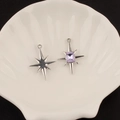 Y2K silver star pendant and lavender crystal charm for DIY jewelry making - 9# Star Cross Style (Purple Rhinestone)