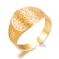 Verstelbare gouden Sint-Benedictus ring van roestvrij staal met gravure - Goud